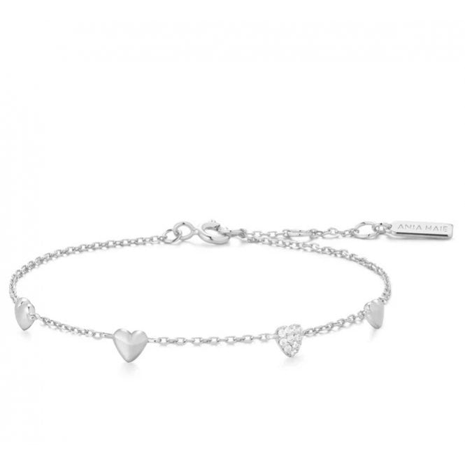 Sterling Silver Pave' Puffed Heart Bracelet Anie Haie