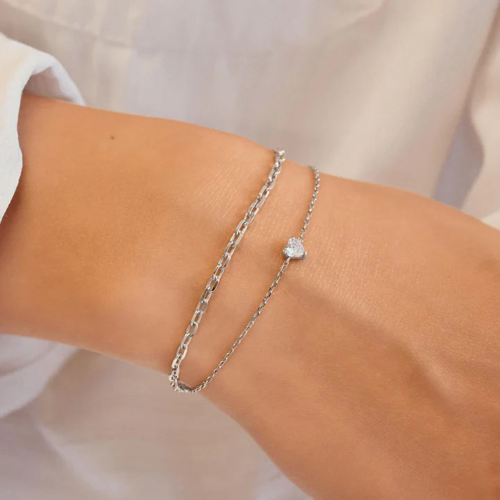 Sterling Silver Sparkle Heart Bracelet