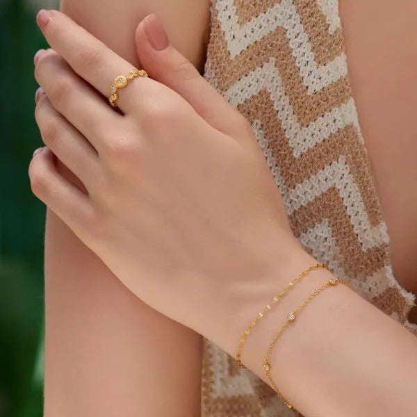 Gold Classic Bezel-Set Station Bracelet-Ania Haie