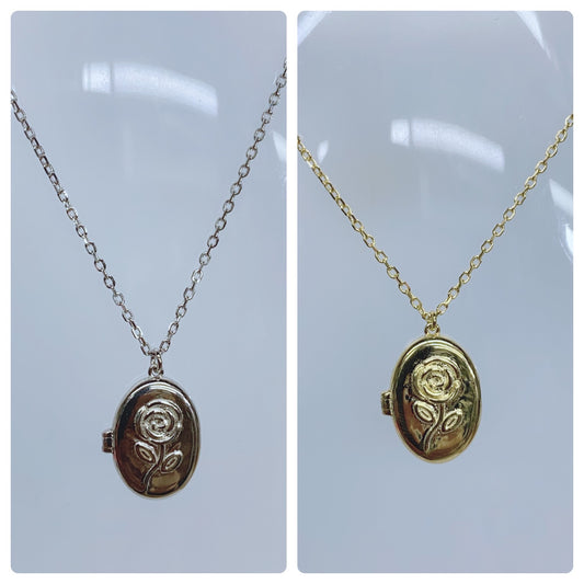 Sterling Silver Rose Locket Necklace