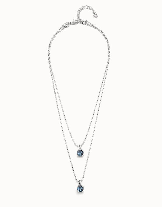 Long pendant chain necklace with crystals-Uno De 50