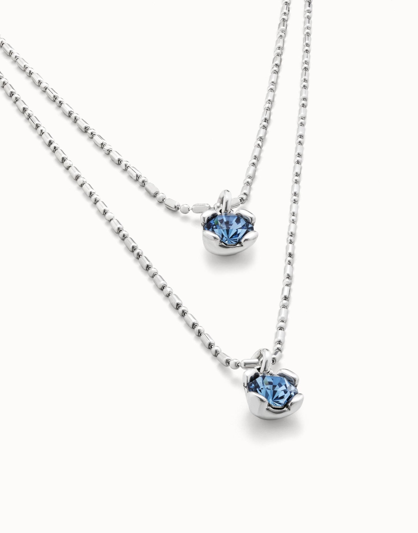 Long pendant chain necklace with crystals-Uno De 50