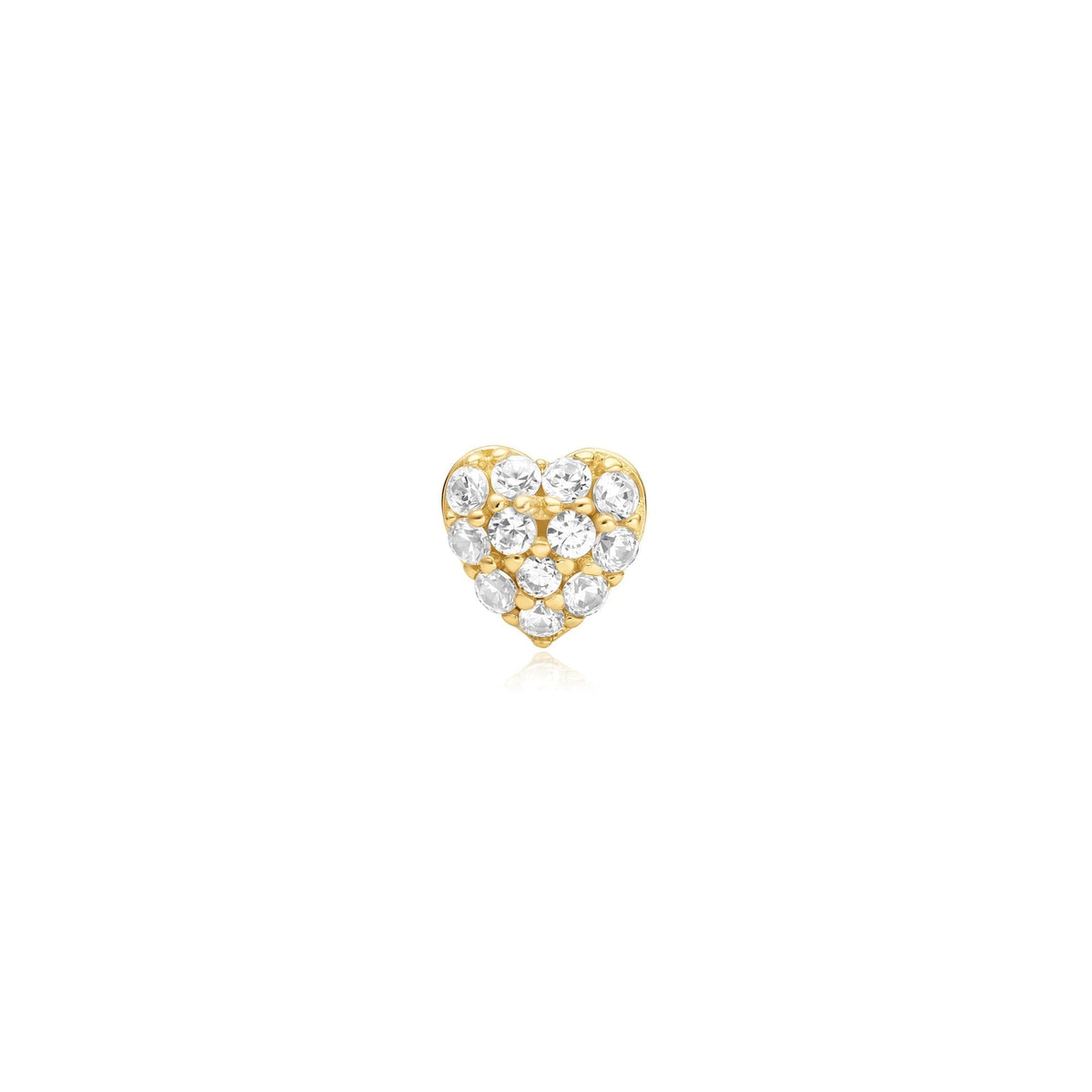 Gold Pav¨¦ Heart Barbell Single Earring