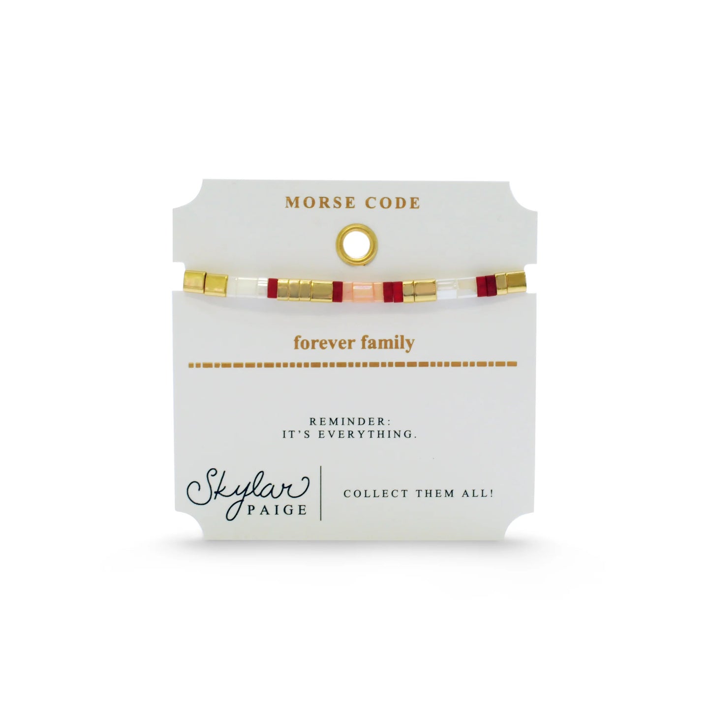 Forever Family -Morse Code Tila Beaded Bracelet - Ravishing Rosy Peach-Stia Couture- Skylar Page
