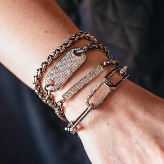 Silver Chunky Rectangle Paperclip Bracelet-Loni Paul