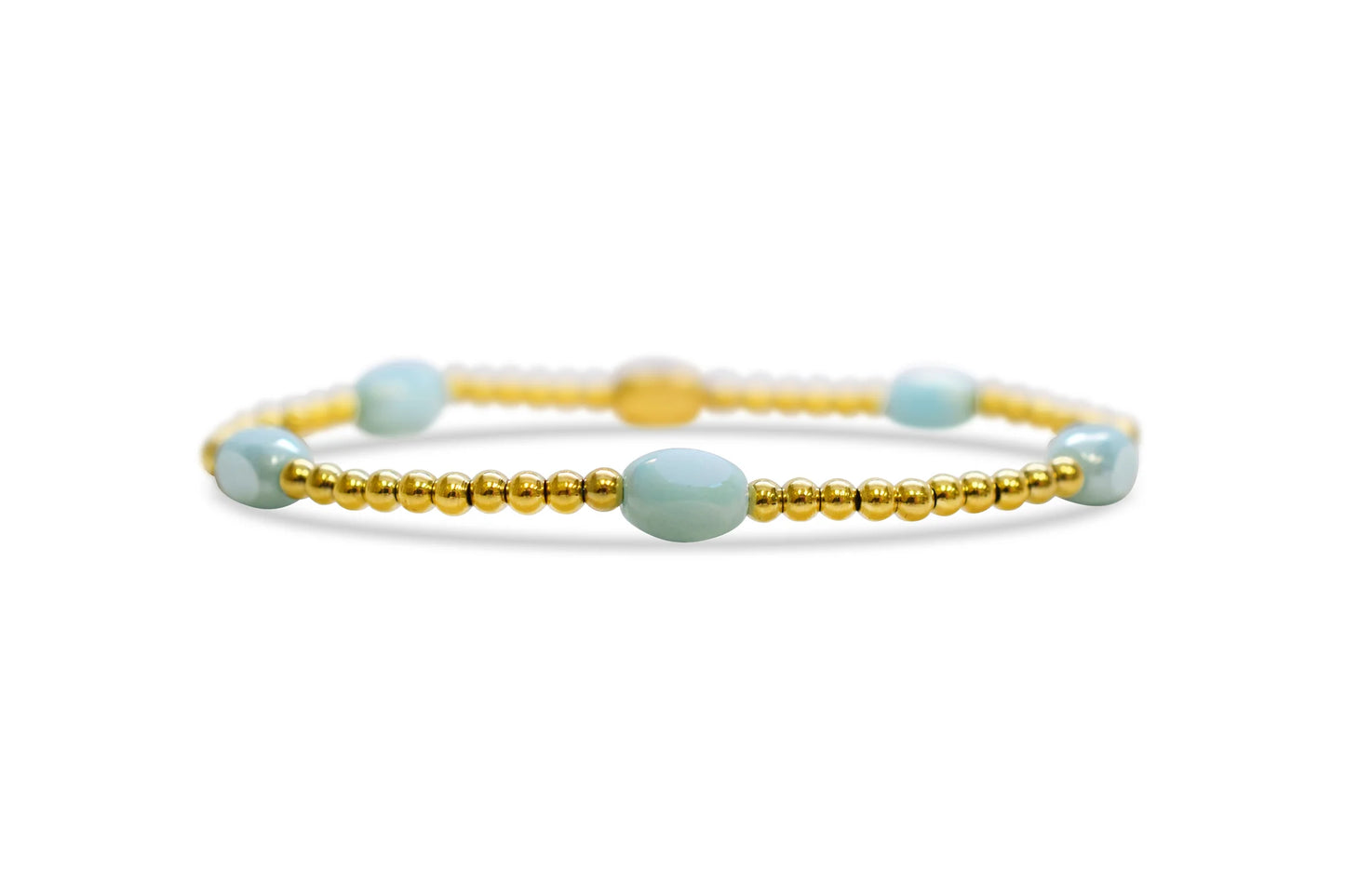 Here and There- Blue Sky and Gold-Stretch Bracelet-Stainless Steel- Isla