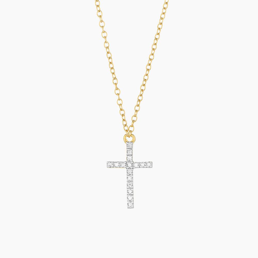 Believe Cross Pendant-Diamond and 14k Gold Vermeil-Sterling Silver Necklace