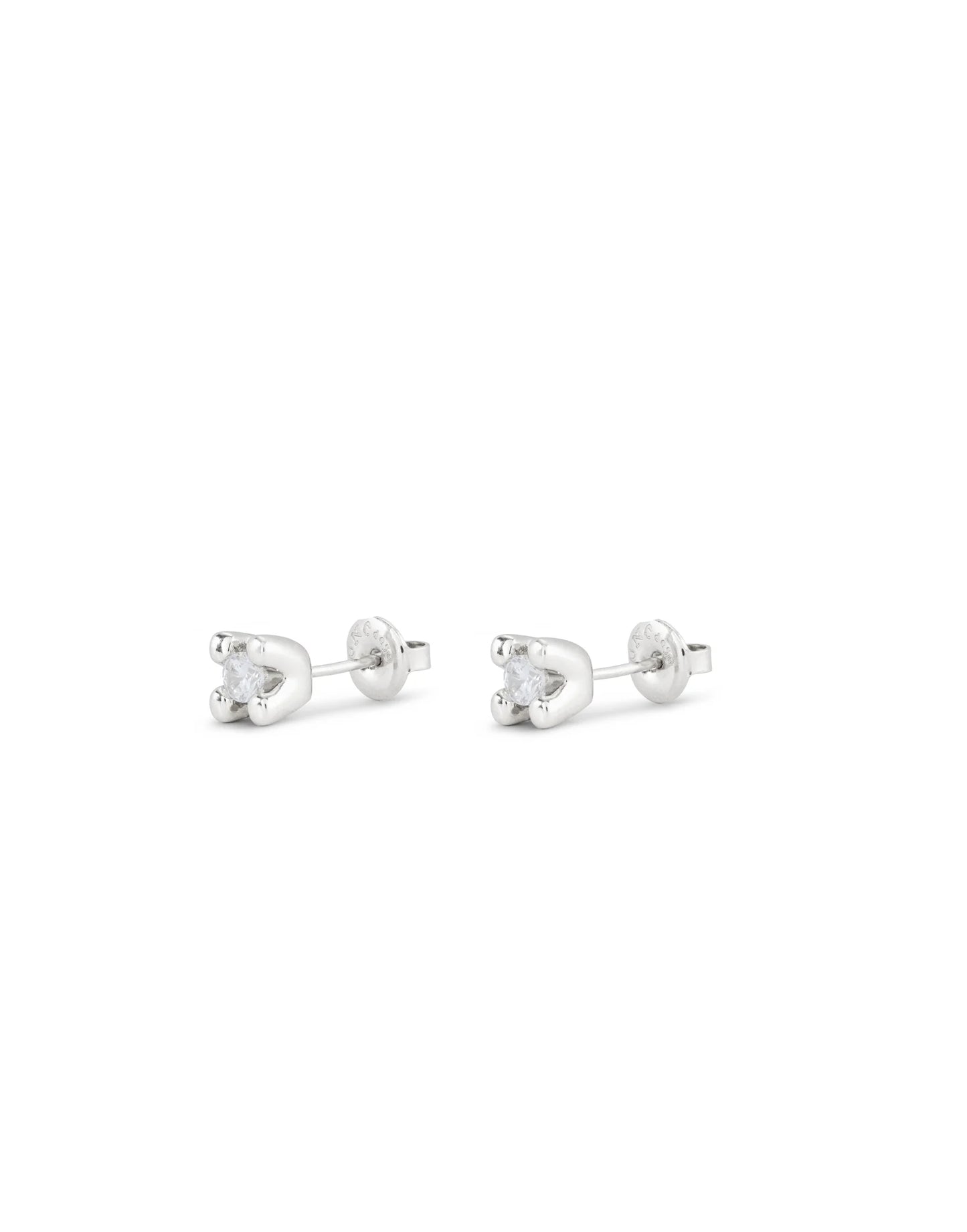 Stud Earrings with White Cubic Zirconia
