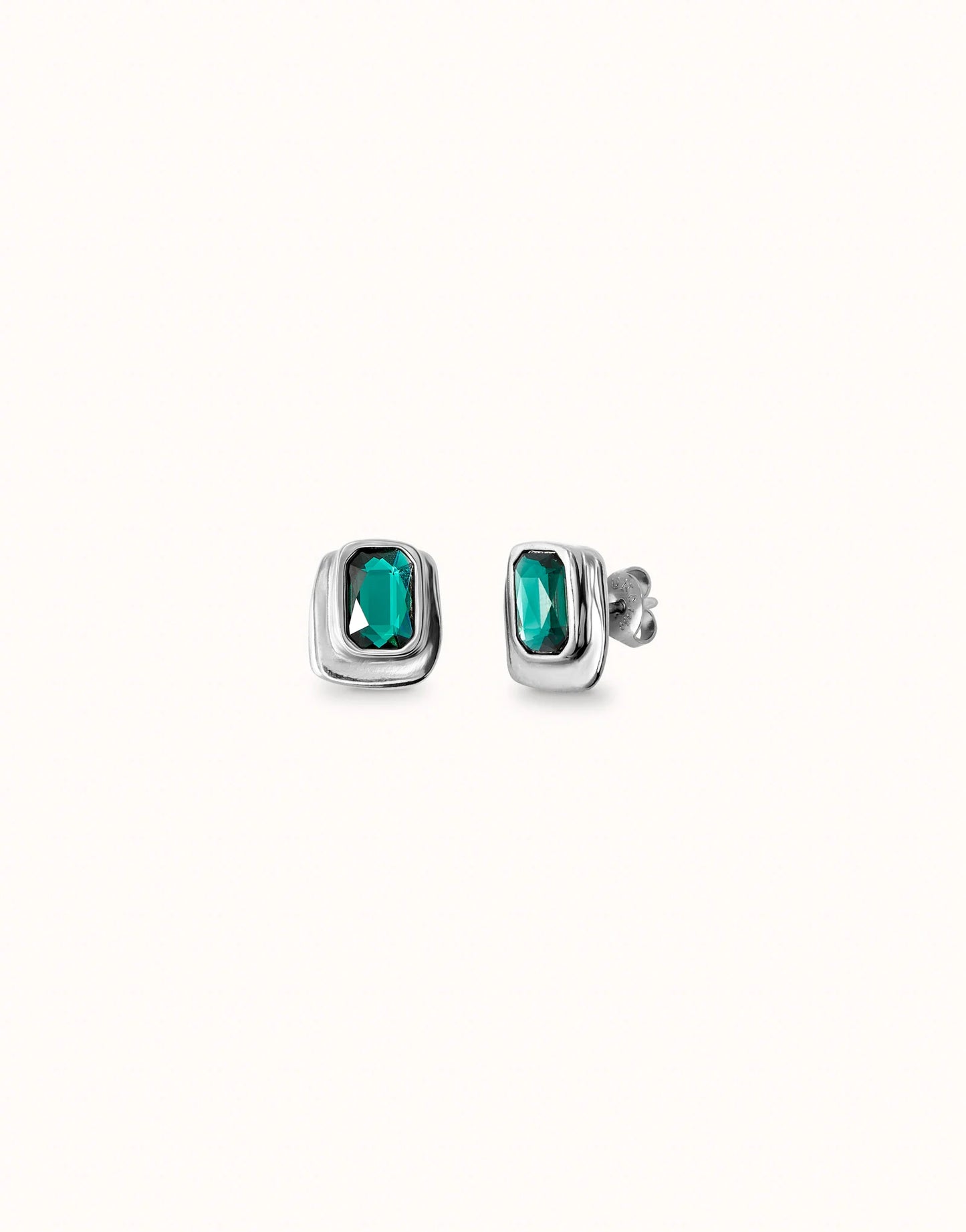 Stud earrings with green crystal-Uno De 50