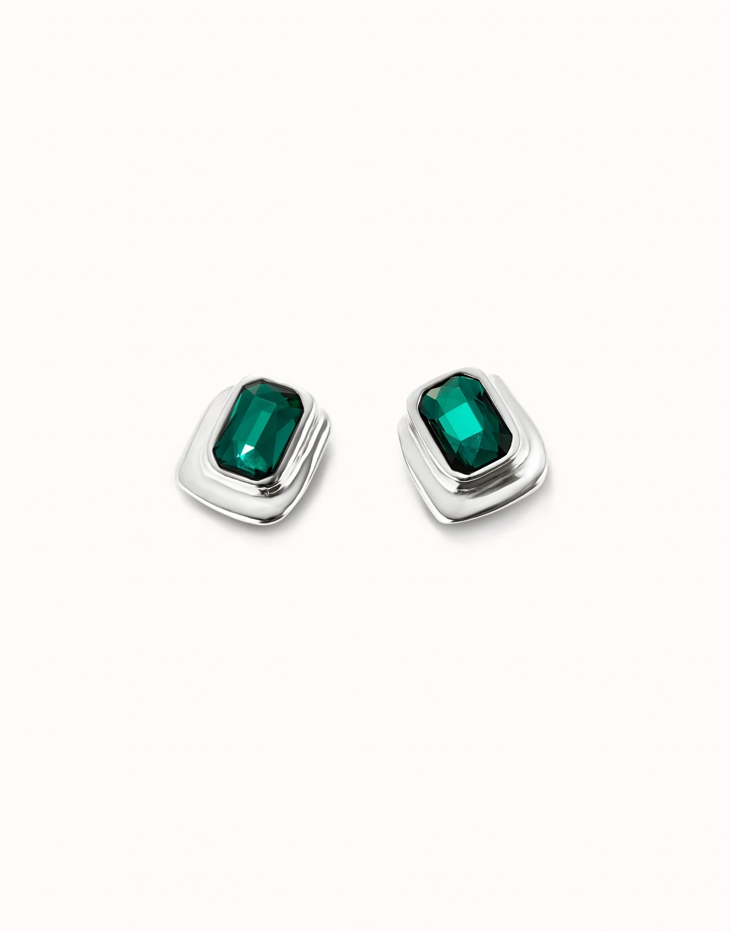 Stud earrings with green crystal-Uno De 50
