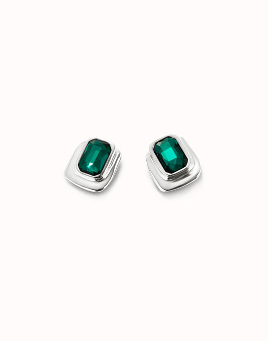 Stud earrings with green crystal-Uno De 50