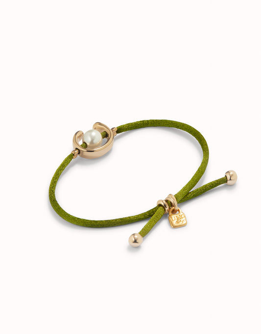 Dark green cord bracelet a pearl-Uno De 50