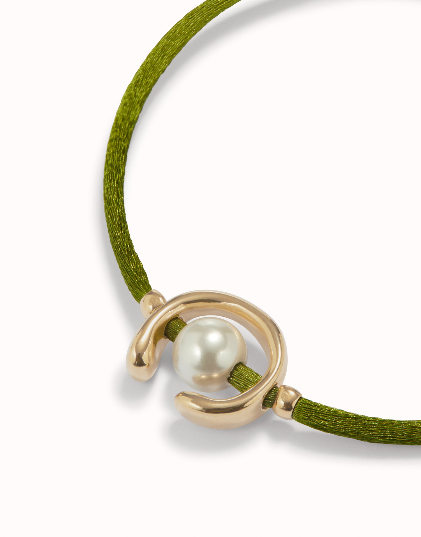 Dark green cord bracelet a pearl-Uno De 50