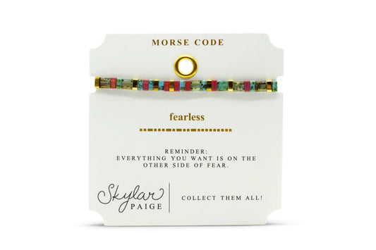 Skylar Paige - FEARLESS - Morse Code Tila Beaded Bracelet - Wild Watermelon