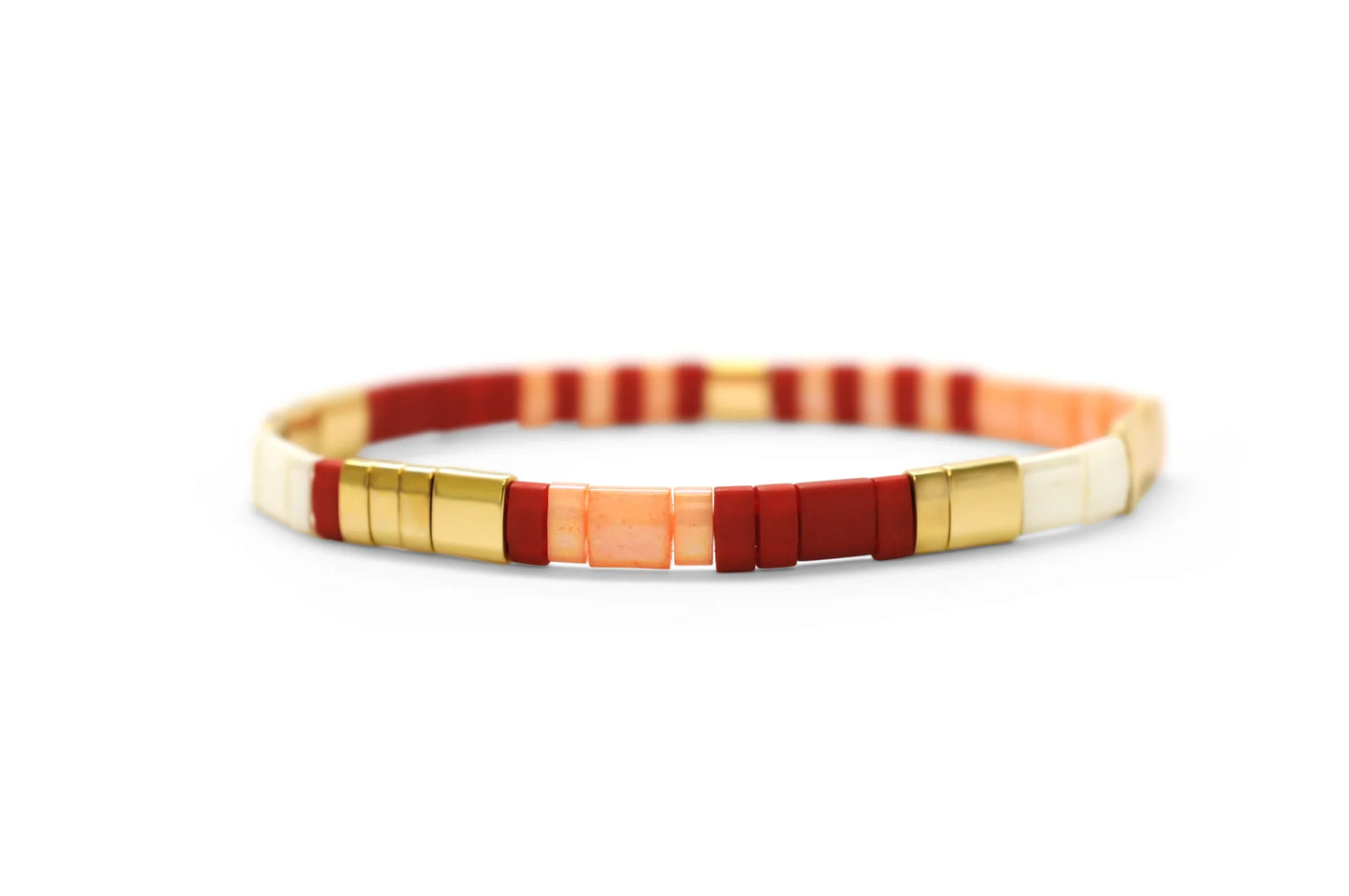 Forever Family -Morse Code Tila Beaded Bracelet - Ravishing Rosy Peach-Stia Couture- Skylar Page