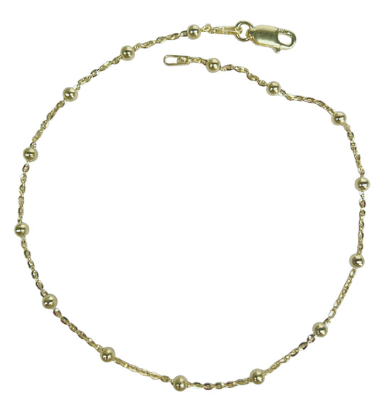 Anklet-14 K Gold Vermeil-Sterling Silver-Ball Chain