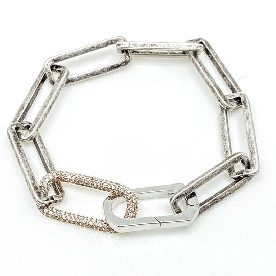 Silver Chunky Rectangle Paperclip Bracelet-Loni Paul