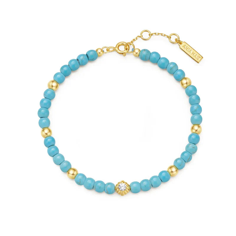 Gold Lab Created Turquoise Beaded Bracelet Ania Haie