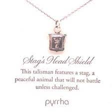 Stag's Head Shield Sterling Silver Talisman-Pendant Necklace Pyrrha