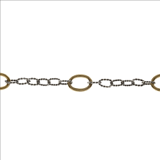 Twisted Link With Brass Rings-30' inch Sterling Silver Necklace- Waxing Poetic