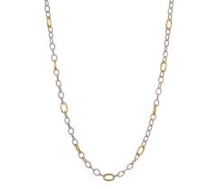 Twisted Link With Brass Rings-30' inch Sterling Silver Necklace- Waxing Poetic