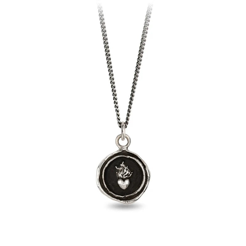 Flaming Heart-Sterling Silver-Talisman-Necklace-Pyrrah