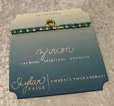 BLUE ZIRCON-Birthstone Bracelet-Tila Bead-Skylar Paige-Stia Couture