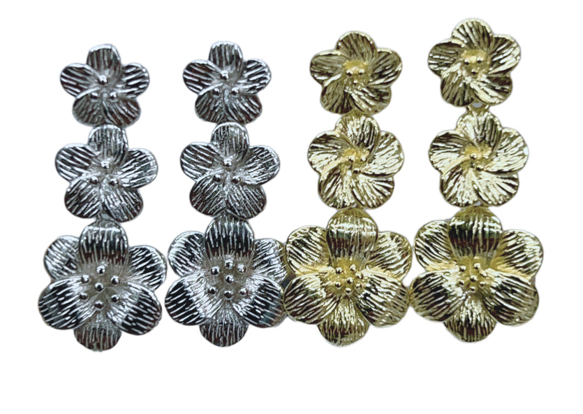 Sterling Silver Flower Dangle Stud