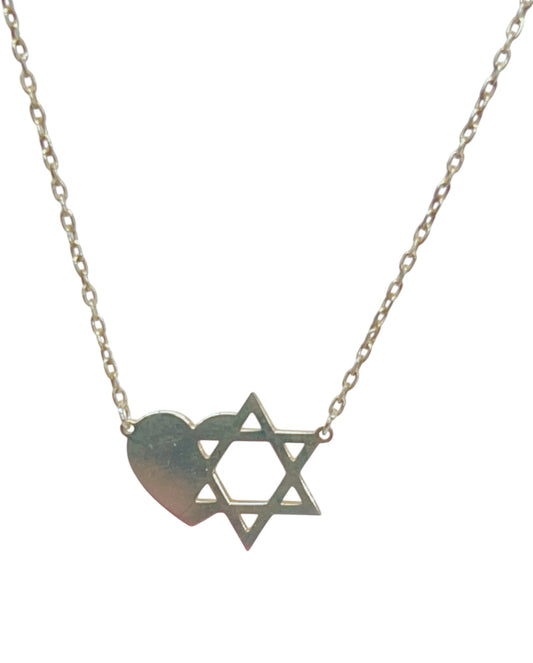 Star of David and Heart Necklace