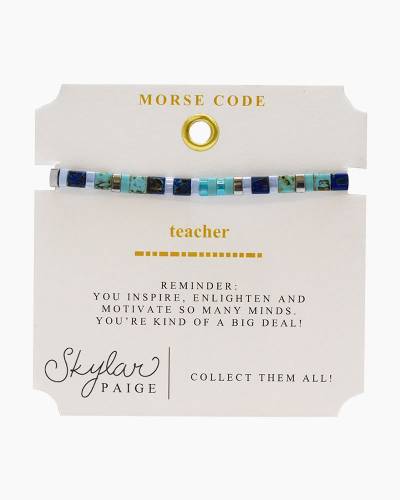 "Teacher"  Skylar page Morse Code Bracelet-Tila Bead