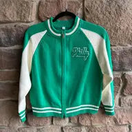 Philly/Birds Green and White Vintage Zip Up Cardigan