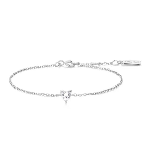 Sterling Silver Sparkle Heart Bracelet