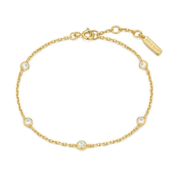 Gold Classic Bezel-Set Station Bracelet-Ania Haie