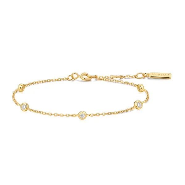 Gold Classic Bezel-Set Station Bracelet-Ania Haie