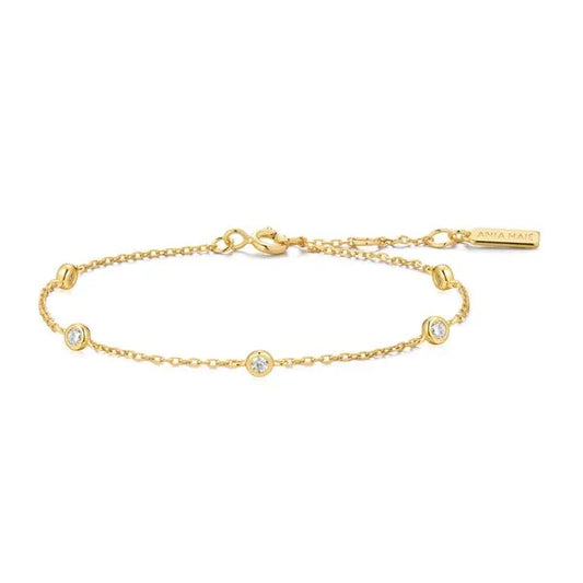 Gold Classic Bezel-Set Station Bracelet-Ania Haie