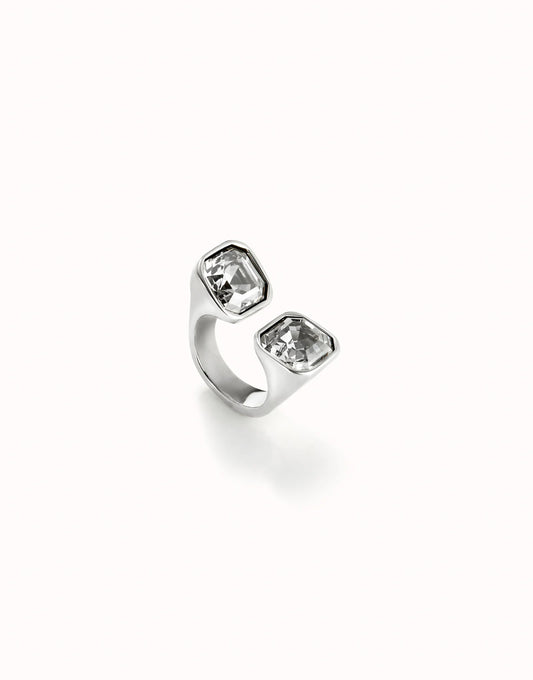 Ser Sin Complejos-Sterling silver-plated ring with white crystal-Uno de 50