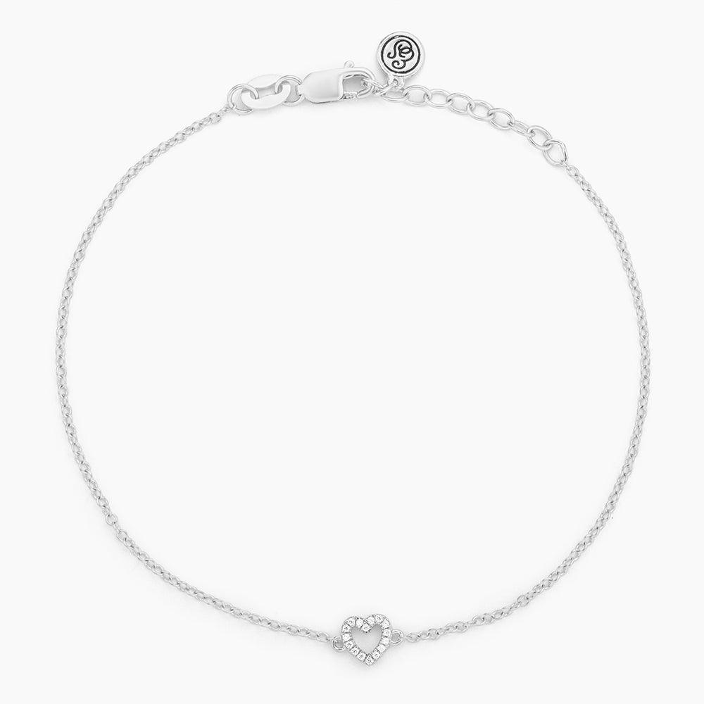 Petite Heart Chain -Diamond-Sterling Silver 14k Gold Vermeil Bracelet