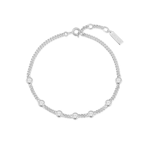 Silver Multi Station Round Stone Chain Bracelet Ania Haie