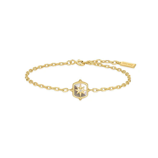 Gold Color-Block Mother of Pearl Star Bracelet Shiny Gold Ania Haie