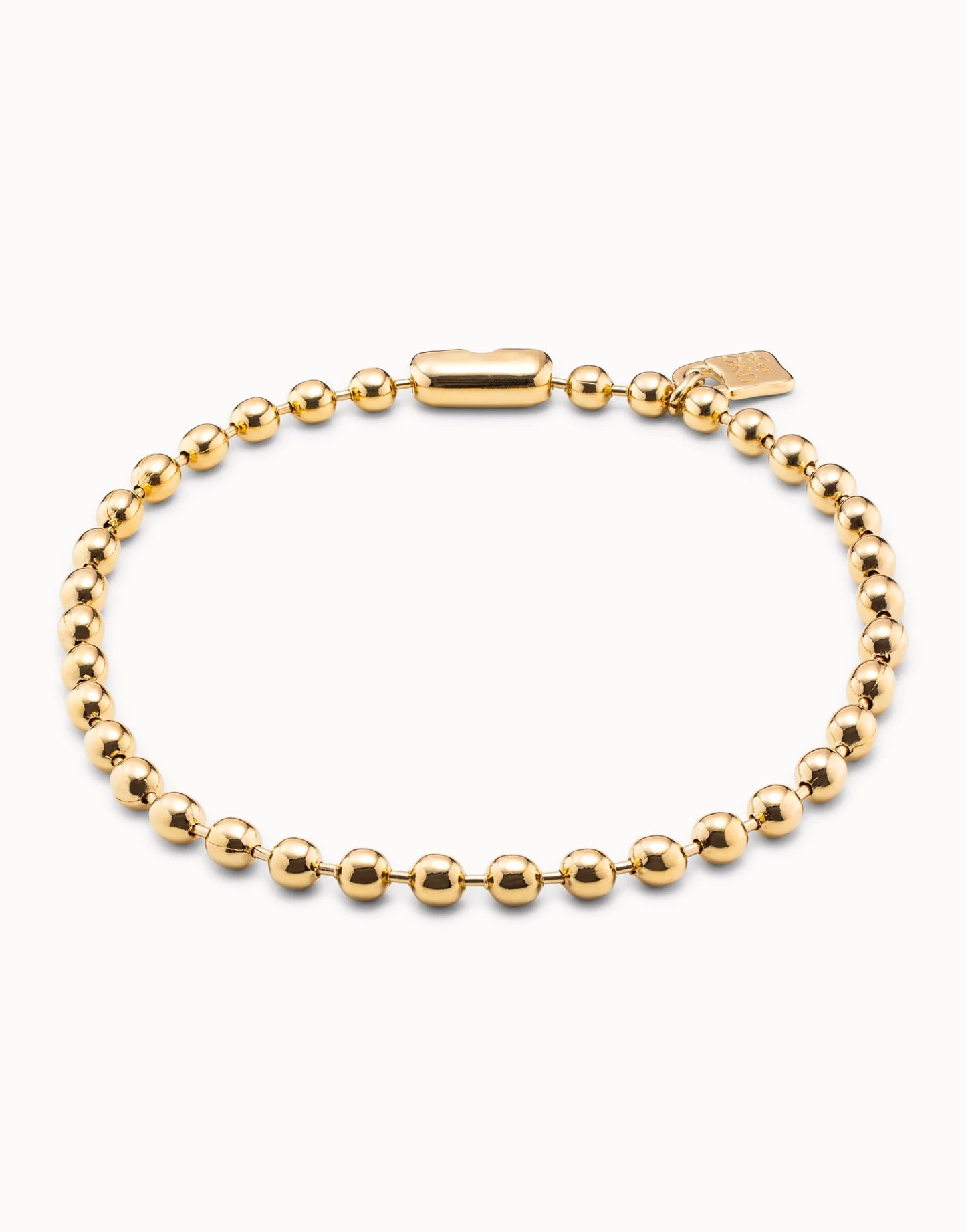 Snowflake -18K gold-plated necklace with large spherical beads and snap lock clasp-Uno De 50