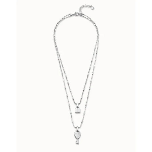 Lock and Key Necklace Silver