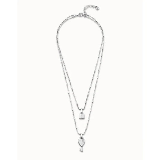 Lock and Key Necklace-Sterling Silver-Uno De 50