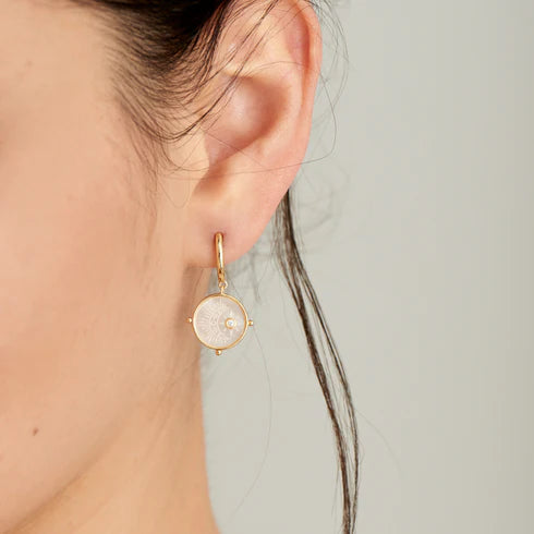 Moon Emblem Gold Huggie Hoop Earrings