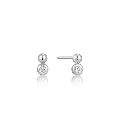 Zoom Silver Orb Sparkle Stud Earrings-Ania Haie