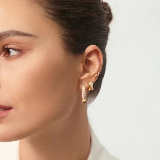 Gold Pavé Arrow Hoop Earrings-Ania Haie