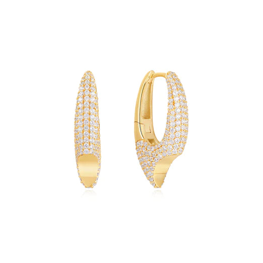 Gold Pavé Arrow Hoop Earrings-Ania Haie