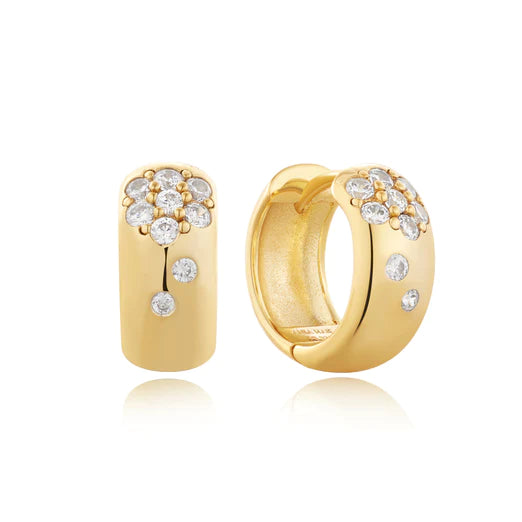 Gold Sparkle Chubby Huggie Hoop Earrings