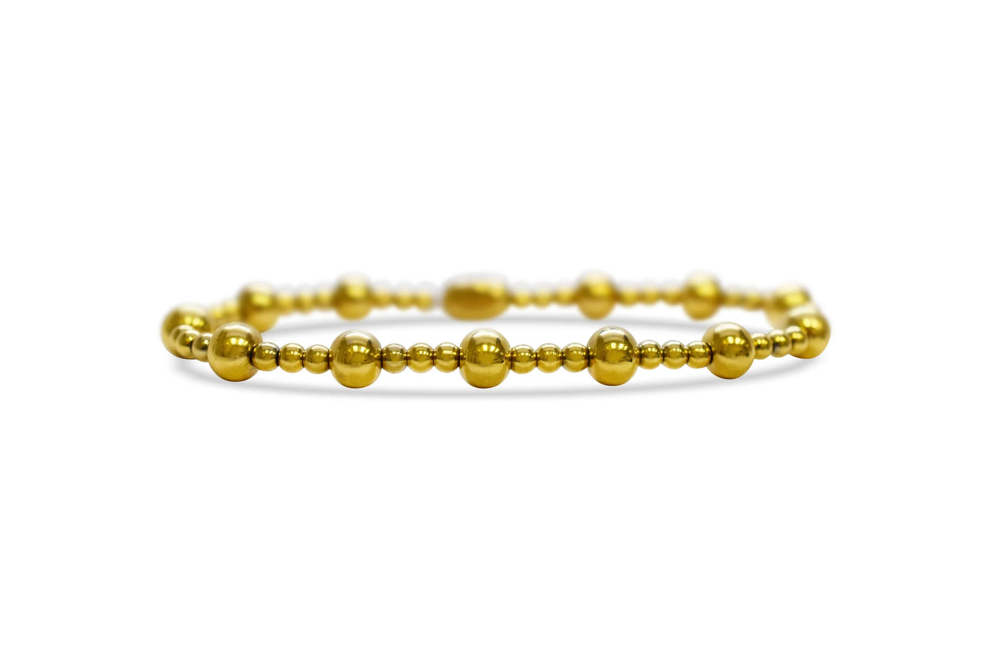 Plain Ball 3+6mm 3/1-Stainless Steel-Gold Stretch Bracelet-Isla by Stia Couture