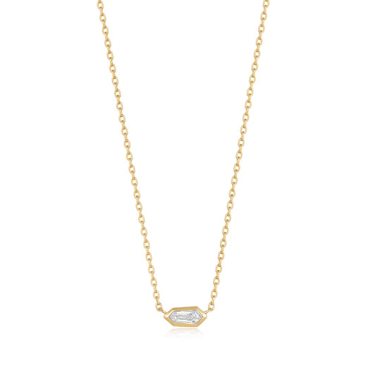 Gold Sparkle Emblem Chain Necklace