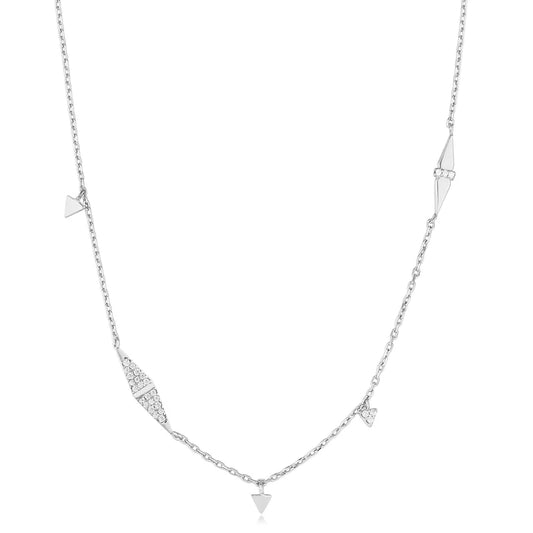 Sterling Silver Geometric Sparkle Chain Necklace